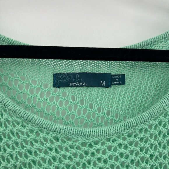 PRANA Mint Green Knit Asymmetrical Long Sleeve Boho Beachy Top Size Medium - Picture 7 of 7